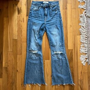 Light Wash Distressed Flare Jeans